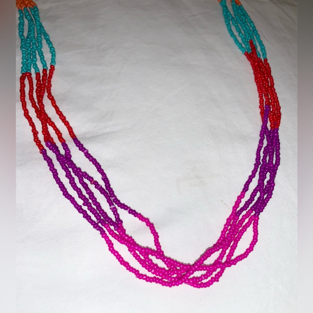 Coral beads long rainbow Necklace